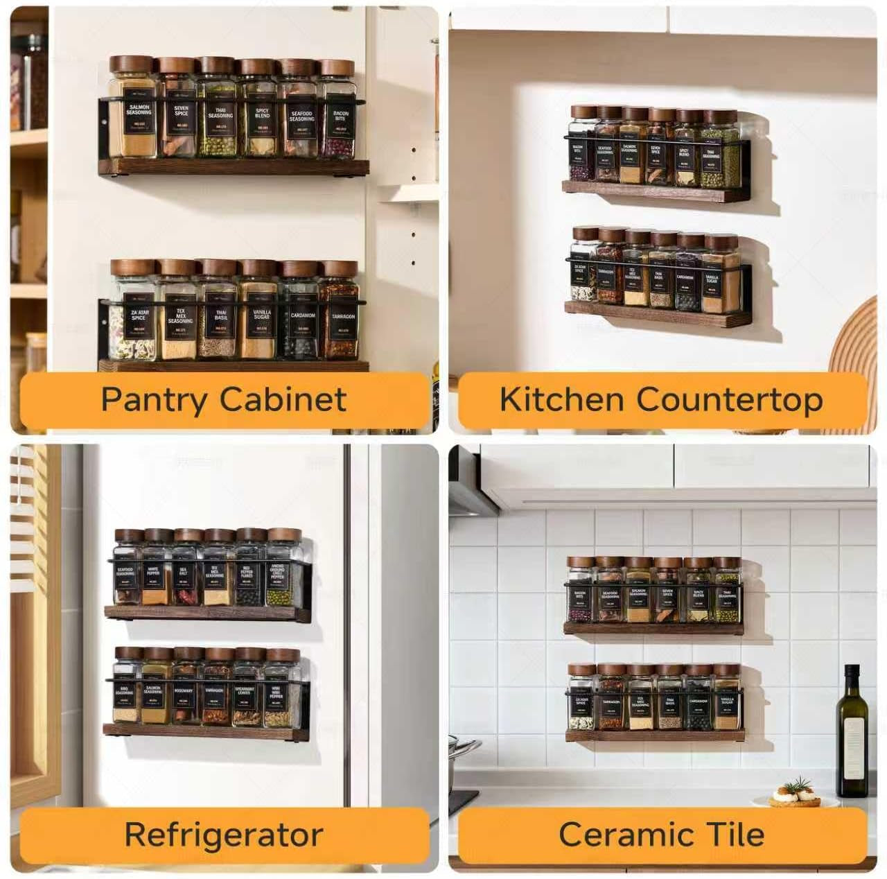 4-tier-wall-mount-spice-rack-organizer-with-24-glass-jars-216-labels-funnel-screw-adhesive-mount-black-metal-wood-spice-storage-for-kitchen-pantry-cabinet-11-6-l-x-2-4-w-x-3-2-h