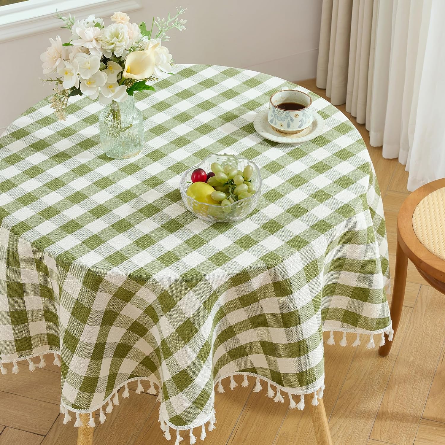 round-gingham-tablecloth-60inch-cotton-linen-style-green