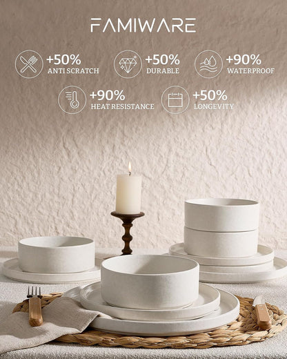 Nebula 24-Piece Dinnerware Set, Matte Beige White6