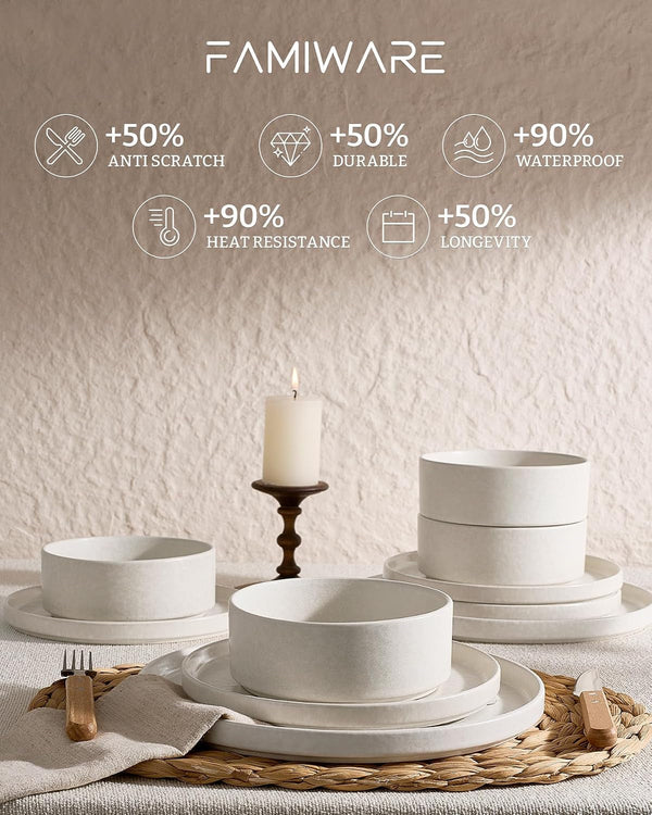 Nebula 24-Piece Dinnerware Set, Matte Beige White6