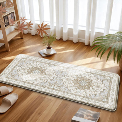 Boho Kitchen Mats for Floor 2PC anti Fatigue Kitchen Rugs, Beige Tan | 17.3"X47"+17.3"X28", PVC Cushioned Comfort, Waterproof Wipe Clean, Non-Slip, 2/5 Inch Farmhouse Standing Mat for Laundry7