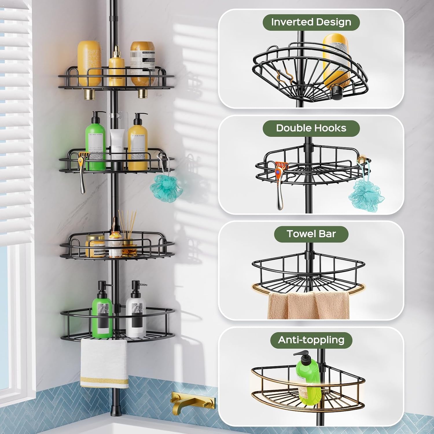 corner-shower-caddy-tension-pole-no-drill-rustproof-bathroom-shelf