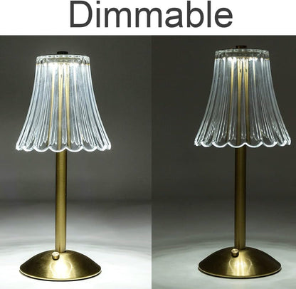 Cordless Table Lamps for Home,Table,Dining Room, Gold Rechargeable Lamps, USB Charge 12'' Tall LED Brass Portable Outdoor Indoor Table Lamp with Built-In Dimmer (Pack2 Gold Flower Lamp)5