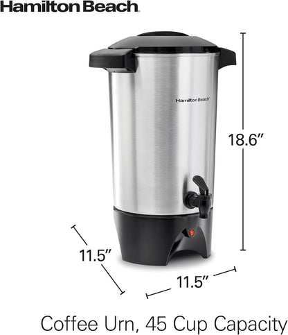 45 Cup Coffee Urn and Hot Beverage Dispenser, Silver | Fast Brewing 1 Minute per Cup | Makes 15-45 Cups | Two-Way Lever for Manual or Continuous Pouring | Silver | 40515G8