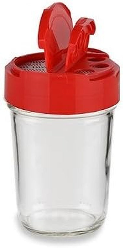 6 Pcs Red Shaker & Pour Spice Caps for Mason Jars with Hot Freshness Seal Lid - 70/450 Finish for Regular Mouth Mason Jars - Made in the USA2
