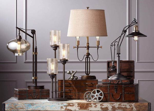Libby 30" Large Table Lamp Edison Bulb LED Bronze Seeded Metal Glass8