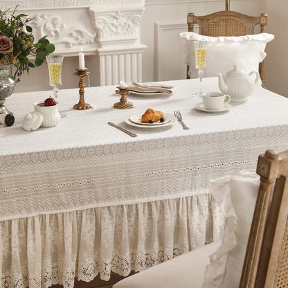 Vintage French Lace Cotton Table Cloth,Square 63"X63"-Neumann9