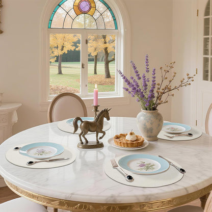 Cotton Linen 15 Inch round Cloth Place Mats, Set of 6, Cream4