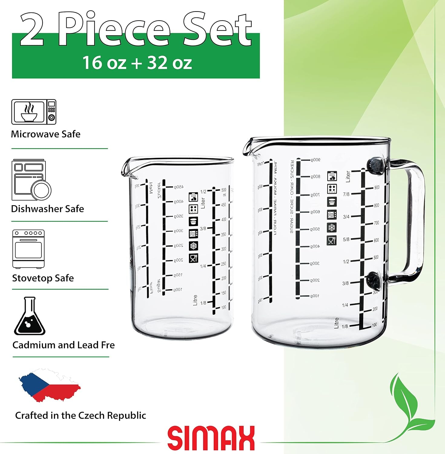 glass-measuring-cup-durable-borosilicate-glass-pack-of-2-includes-32-oz-and-16-oz-easy-to-read-metric-measurements-in-liter-milliliter-ounce-sugar-grams-drip-free-spout-microwave-safe