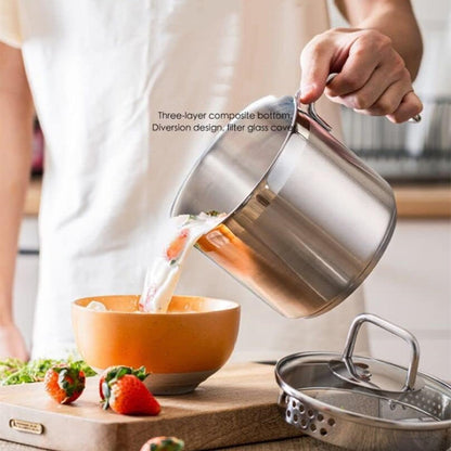 Stainless Steel Saucepan with Glass Lid, Sauce Pan, 2.5 Quart Cooking Pot, Perfect for Boiling Milk, Sauce, Gravies, Pasta, Noodles5