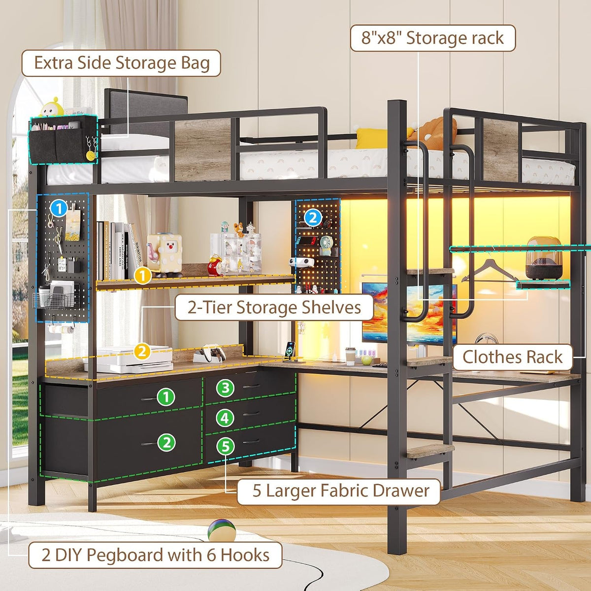 full-loft-bed-with-desk-and-5-storage-drawers-oak-gray