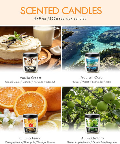 4 Pack Odor Eliminating Candle Set - 36 Oz Non Toxic Soy Candle5