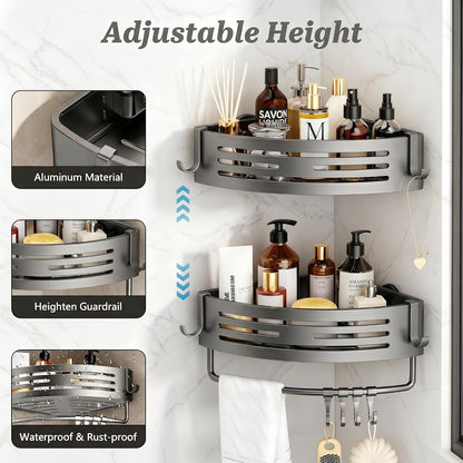 Corner Shower Caddy Suction Cup, 2 Pack Shower Shelves, Gray3