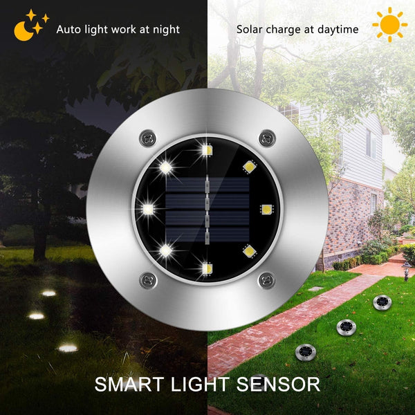 Solar Ground Lights Outdoor, 8 LED Waterproof White,8 Pack3