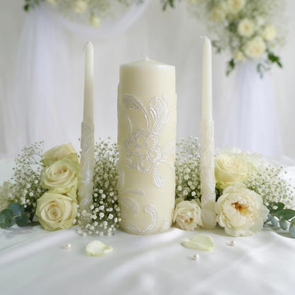 11.50 Inch High Cream Wedding Unity Candle Set Includes 1 Pillar and 2 Taper Candles Great for Weddings as Well as Special Events and Emergency Lighting or for Reiki Spa Meditation6