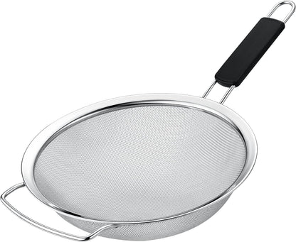 9" Large Fine Mesh Strainer with Thermo Plastic Rubber Handle - Sieve Fine Mesh Stainless Steel - Ideal Kitchen Essential to Strain Pasta, Quinoa and Rice1