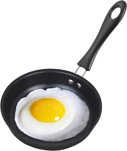 4.7Inch Mini Non-Tick Egg Pan, One Egg Frying Pan, Gas/Induction Small Pan with Handle Compatible for Omelet, Pancake & Camping, RV Use(Color:Black)1