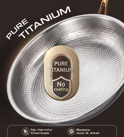 Titanium Pans for Cooking, 12″ Pure Titanium Non Stick Frying Pans with Lid | Coating-Free Healthy Nonstick Cookware, PFAS/PTFE Free, Non Toxic Skillet, Induction & Oven Safe up to 750℉, Dishwasher Safe5