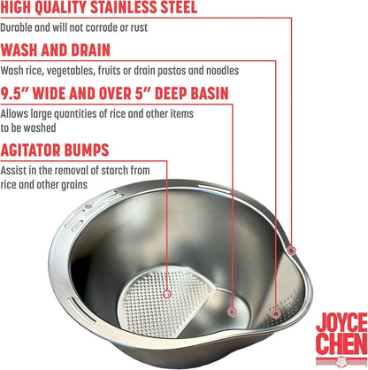 Joyce Chen Stainless Steel Rice Strainer Bowl Rice Washer Colander2