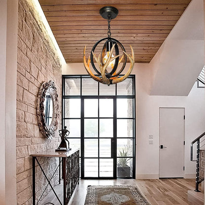 Rustic Antler Chandelier with Resin 4 Antlers for Dining Room7