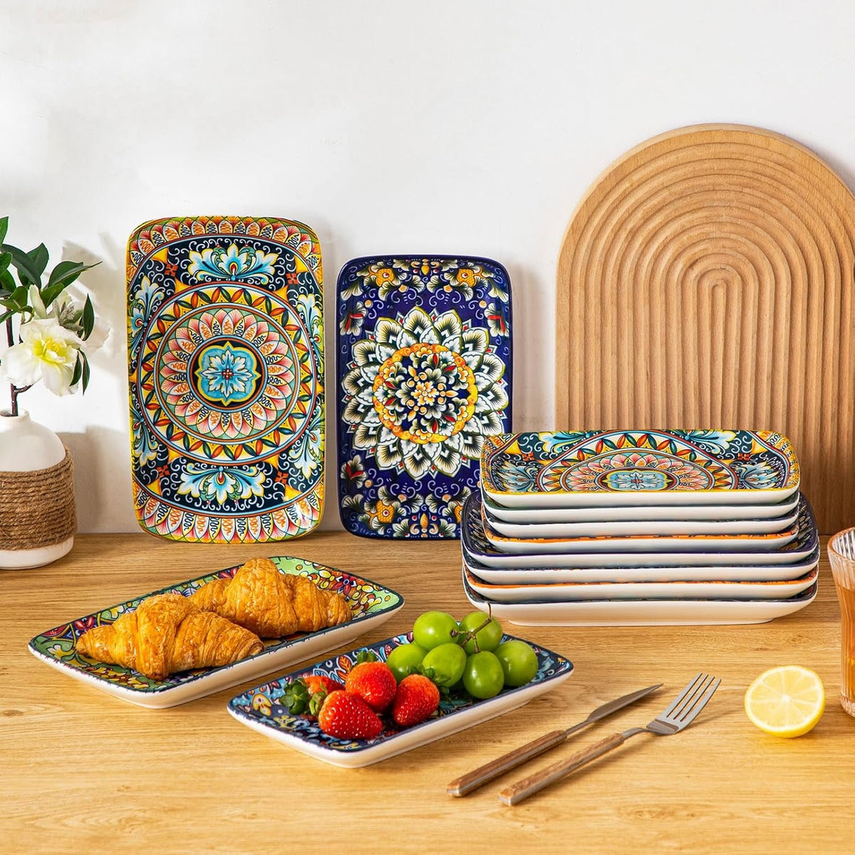 simi-6-piece-rectangular-ceramic-plates-set-8-5-x-5-1-small-dessert-sushi-plates-bohemian-appetizer-serving-plates-microwave-oven-safe-porcelain-plates