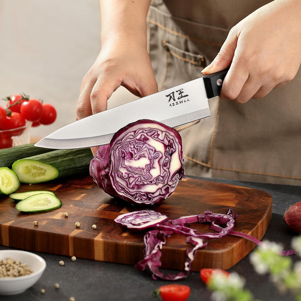 5 Pieces Kitchen Knife Set, Knife Set without Block with Sheathes, Stainless Steel Sharp Blade and Comfortable Handle, Chef Knife Set with Kitchen Scissors and Peeler for Cooking5