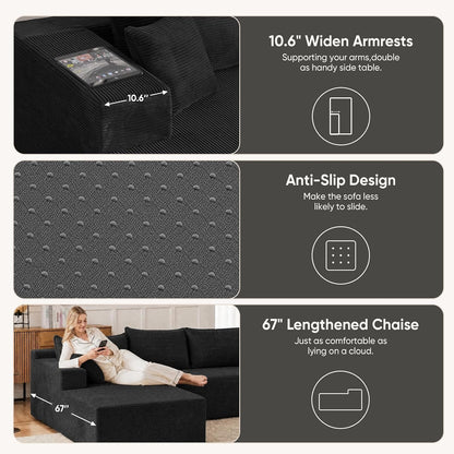 Boneless Couch, 102.4" Sectional Couches for Living Room with L Shape Sofa6