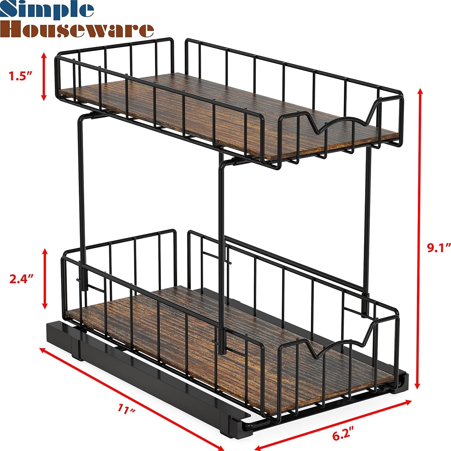 2-tier-spice-rack-slide-out-wire-basket-drawer-black