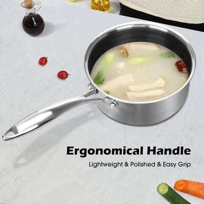 2 Quart Nonstick Saucepan with Glass Cover, Stainless Steel Induction Sauce Pan with Honeycomb Carving, Non-Stick Sauce Pot, Compatible with All Cooktops, Dishwasher Safe5