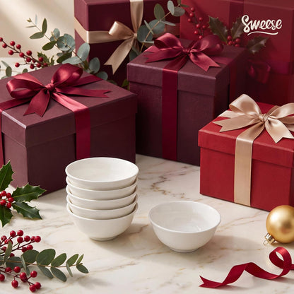 5 Oz Small Ceramic Bowls Set of 6, 3.9 Inch Snack Bowls for Yogurt, Ice Cream, Dips, Dessert & Sauce, Stackable Mini Serving Bowls for Kitchen, White8