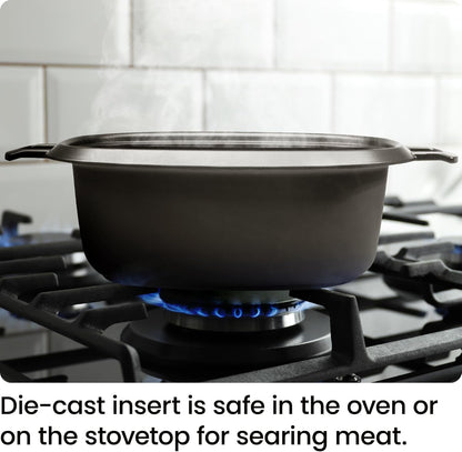 6-Quart Slow Cooker, Electric Countertop Cooking, Stovetop & Oven-Safe Removable Insert for Browning & Sautéing, Family-Size Soups & Stews, Nonstick & Dishwasher-Safe Interior,Stainless Steel5