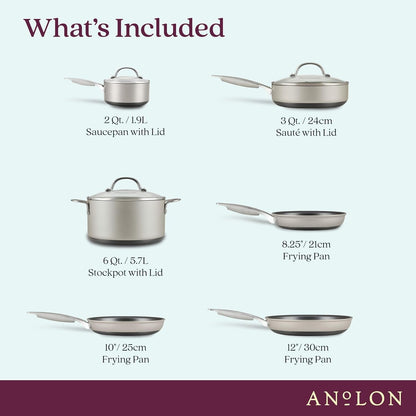 Achieve Hard Anodized Nonstick Cookware Pots and Pans Set, 9 Piece - Silver3