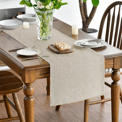 Light Brown Table Runner, Seasonal Fall Washable Kitchen Dining Table Decoration for Home Party Decor 13X72 Inch2