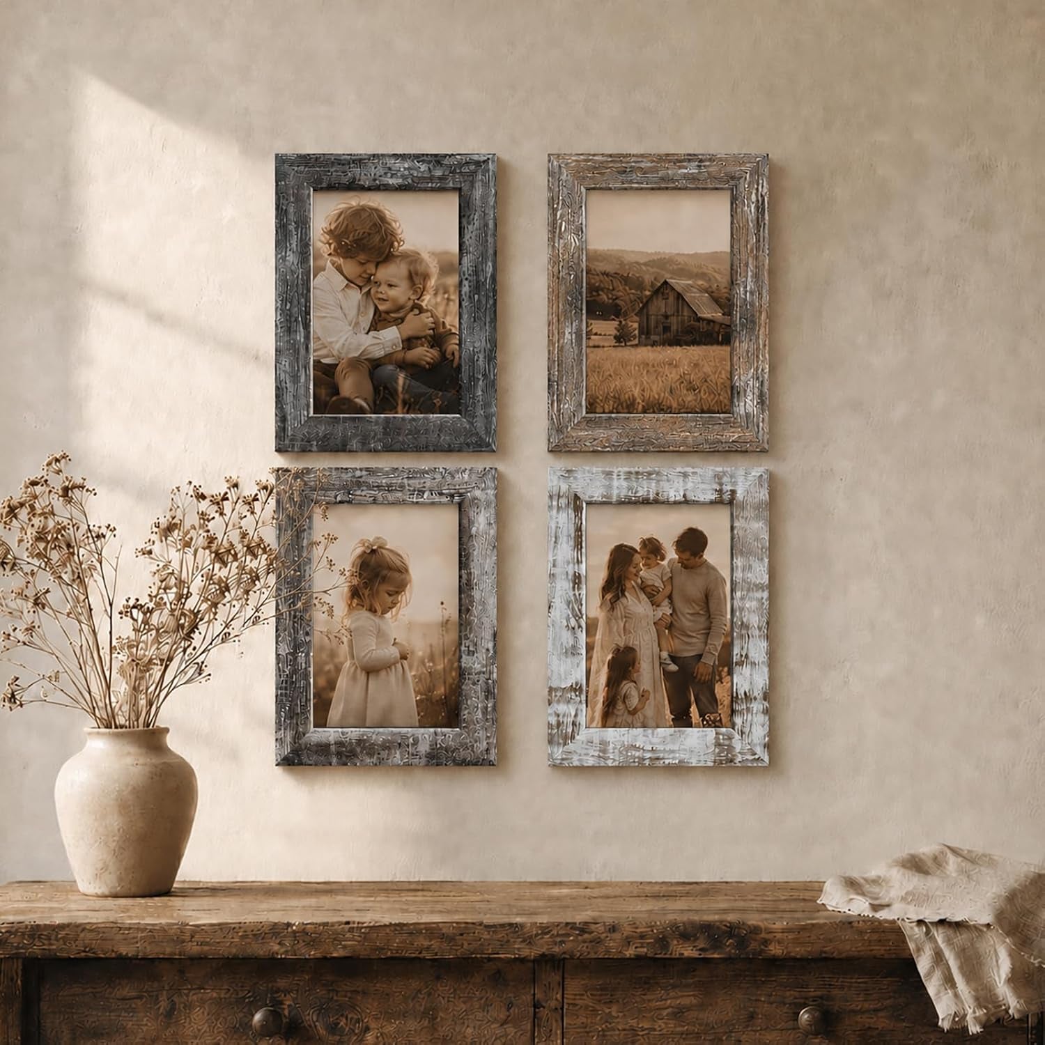 4x6-picture-frames-set-of-4-vintage-rustic-style-hd-real-glass