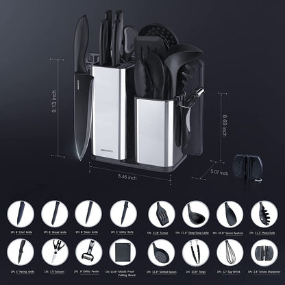 Kitchen Utensils Set,18-Piece Cooking Utensils and Knife Set,Black7