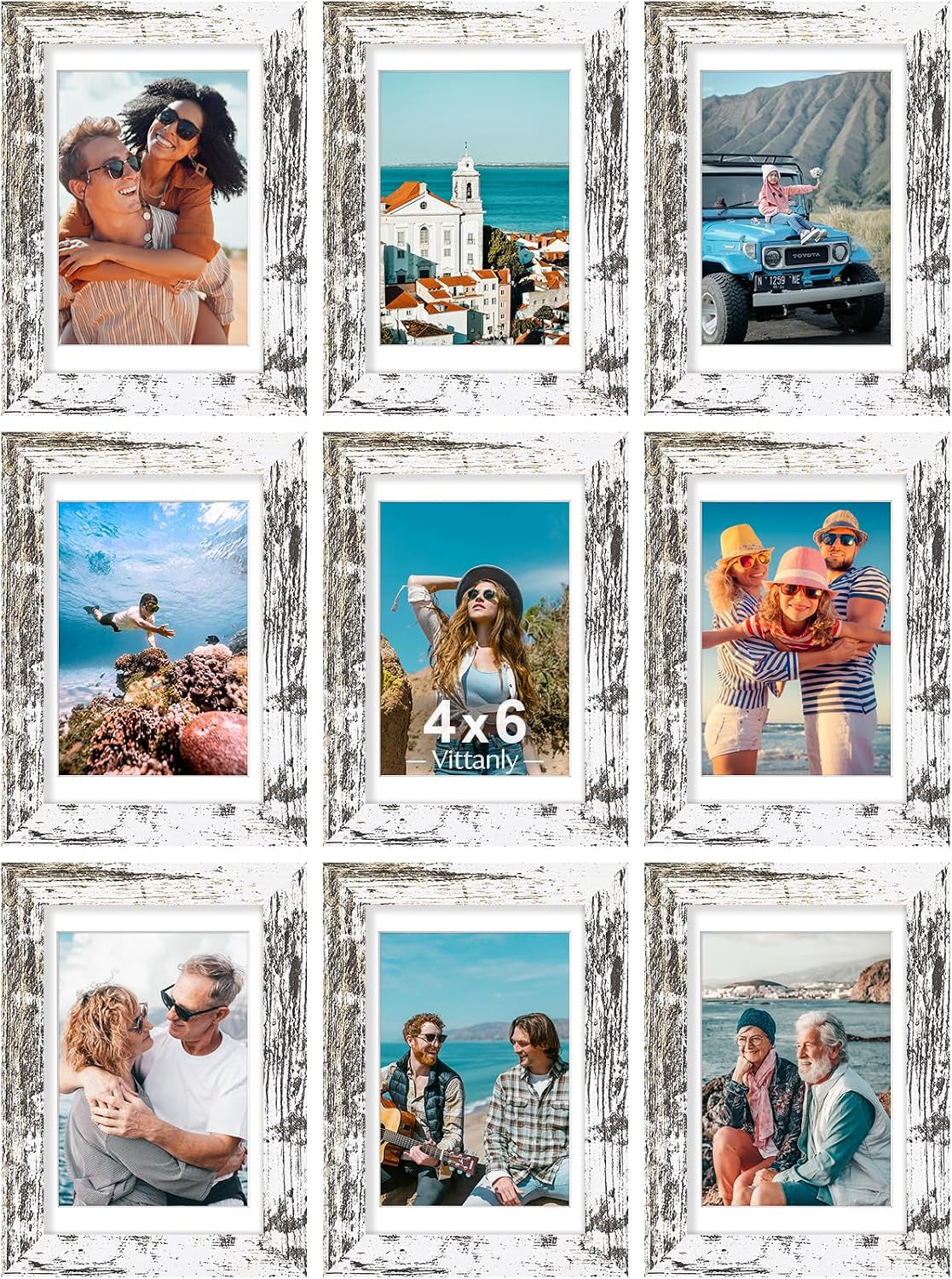 4x6-picture-frames-set-of-9-wall-tabletop-distressed-white