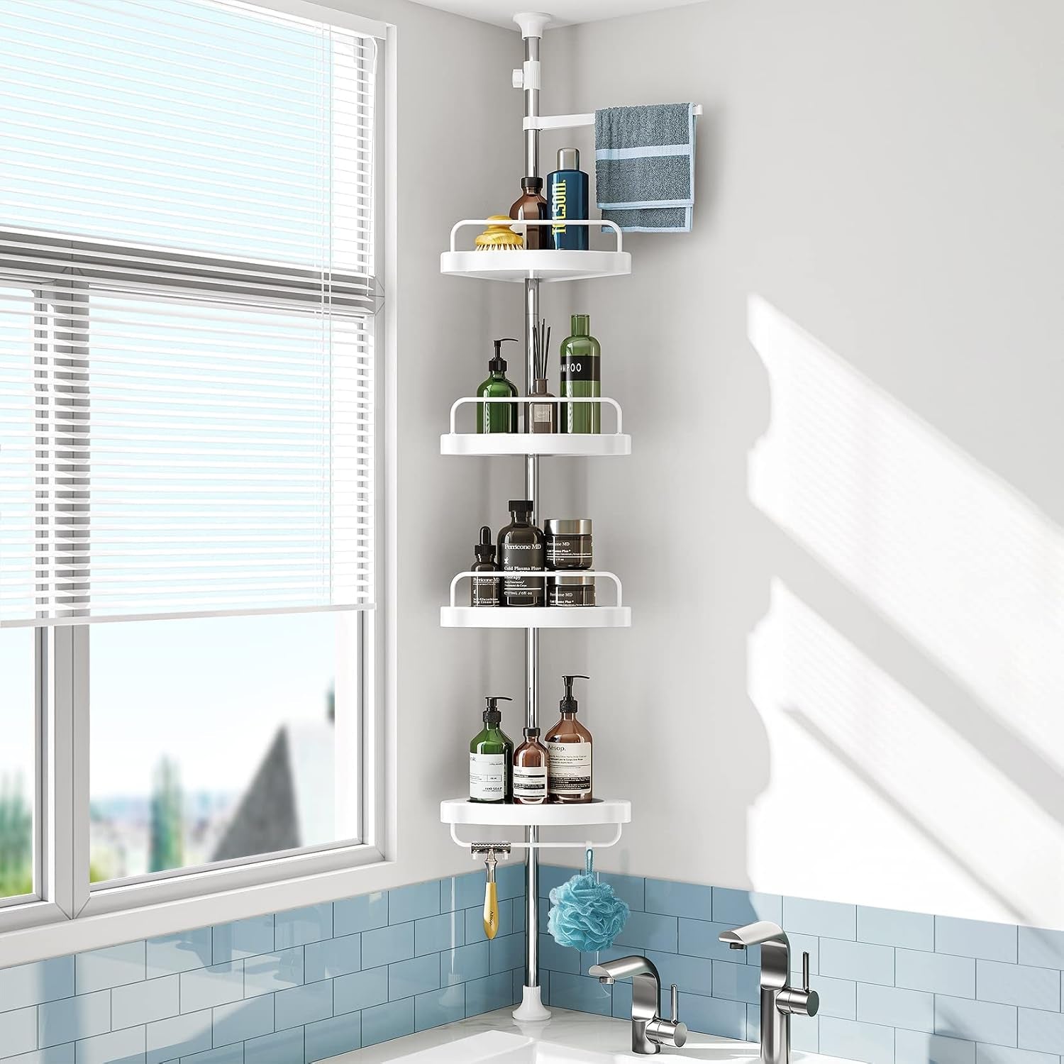corner-shower-caddy-tension-pole-adjustable-stainless-steel-shower-organizer-with-4-tier-shelf-for-bathroom-bathtub-tub-shampoo-floor-standing-rack-bath-storage-holder-with-rust-proof-rods