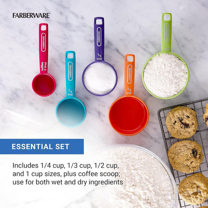 5-Piece Measuring Cup Set with Coffee Scoop, Durable Plastic Nesting Measuring Cups with Easy-Read Markings, Bpa-Free, Dishwasher Safe4