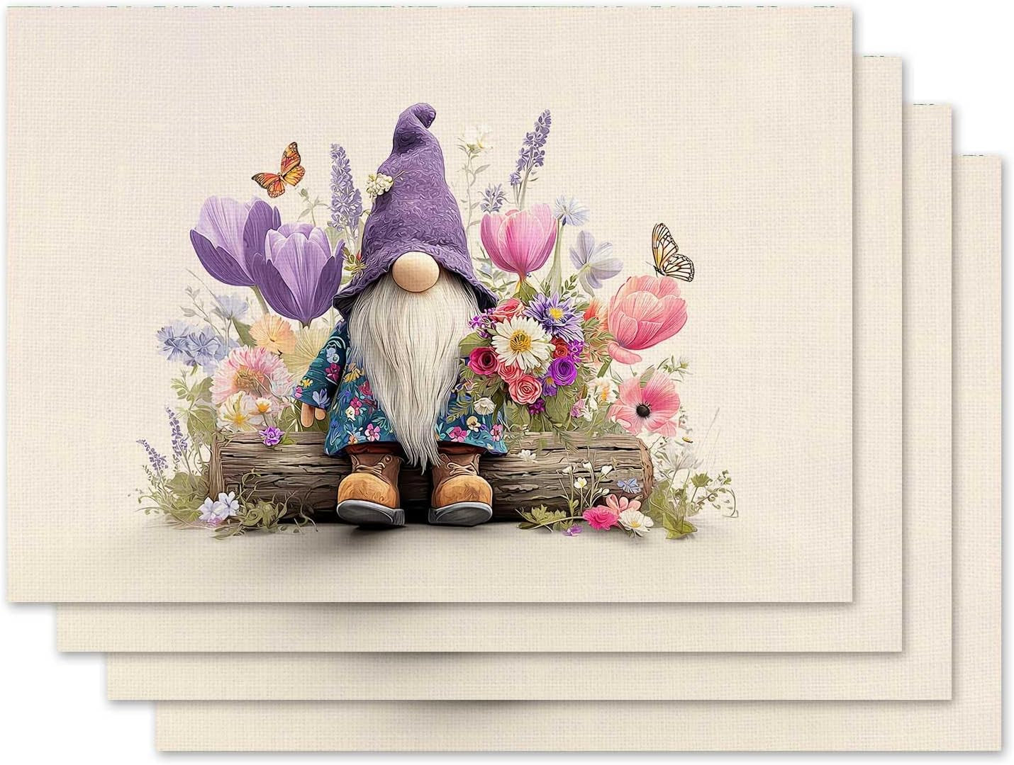 spring-gnome-floral-placemat-set-of-4-spring-summer-placemats-seasonal-table-mats-for-indoor-outdoor-home-kitchen-dining-decor-party-farmhouse-burlap-table-mats-12x18-inch