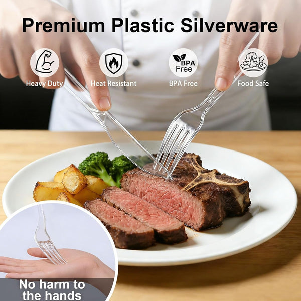 360 Count Clear Plastic Silverware Set,Disposable Utensils Plastic4