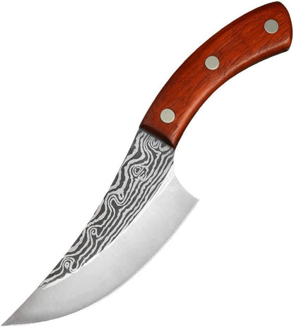 Meat Cleaver,Cleaver Knife, Damascus Pattern Boning Knife 5.5' Chef Butcher Knife Serbian Camping Cleaver Slicing Knives Barbecue Picnic Cutting Small Knife, ZJH96581