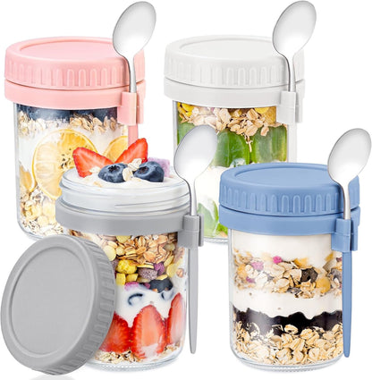 16 Oz Glass Overnight Oats Containers with Lids and Spoon Chia Pudding Jars1