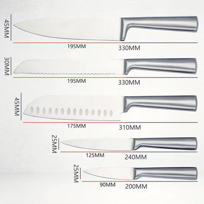5-Piece Stainless Steel Chef Knife Set - Ultra-Sharp Blades for Easy Cutting Meat/Veggies/Fruits - Ergonomic Handles, Dishwasher Safe, Rust-Resistant (Home/Pro Use)3
