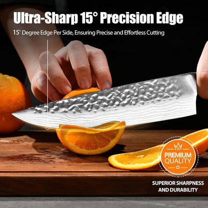 8" Chef Knife Japanese 7CR13 Steel - Triple-Rivet Black Pakkawood Handle with Extra Forging Process, Gifts for Women/Men, Birthday and Mom/Dad, Kitchen Gadgets with Premium Gift Box5