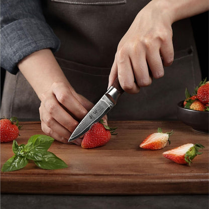 EDIB Damascus Knife Set, 5-Piece VG10 Steel Knives, Wooden Gift Box | Five VG10 Damascus Kitchen Knives with Ergonomic Pakkawood Handles, Chef Knife Set Packed in Wooden Gift Box for Home Chefs4