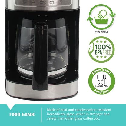 12-Cup Glass Coffee Carafe Replacement for Cuisinart Coffeemaker | Fits DCC-1200, DCC-1100BK, DCC-2650, CHW-12, CHW-12P1, DGB-550BK, DGB-550BK1, DGB-625BC, DGB-700BC & SS-12, Pt. DCC-1200PRC5