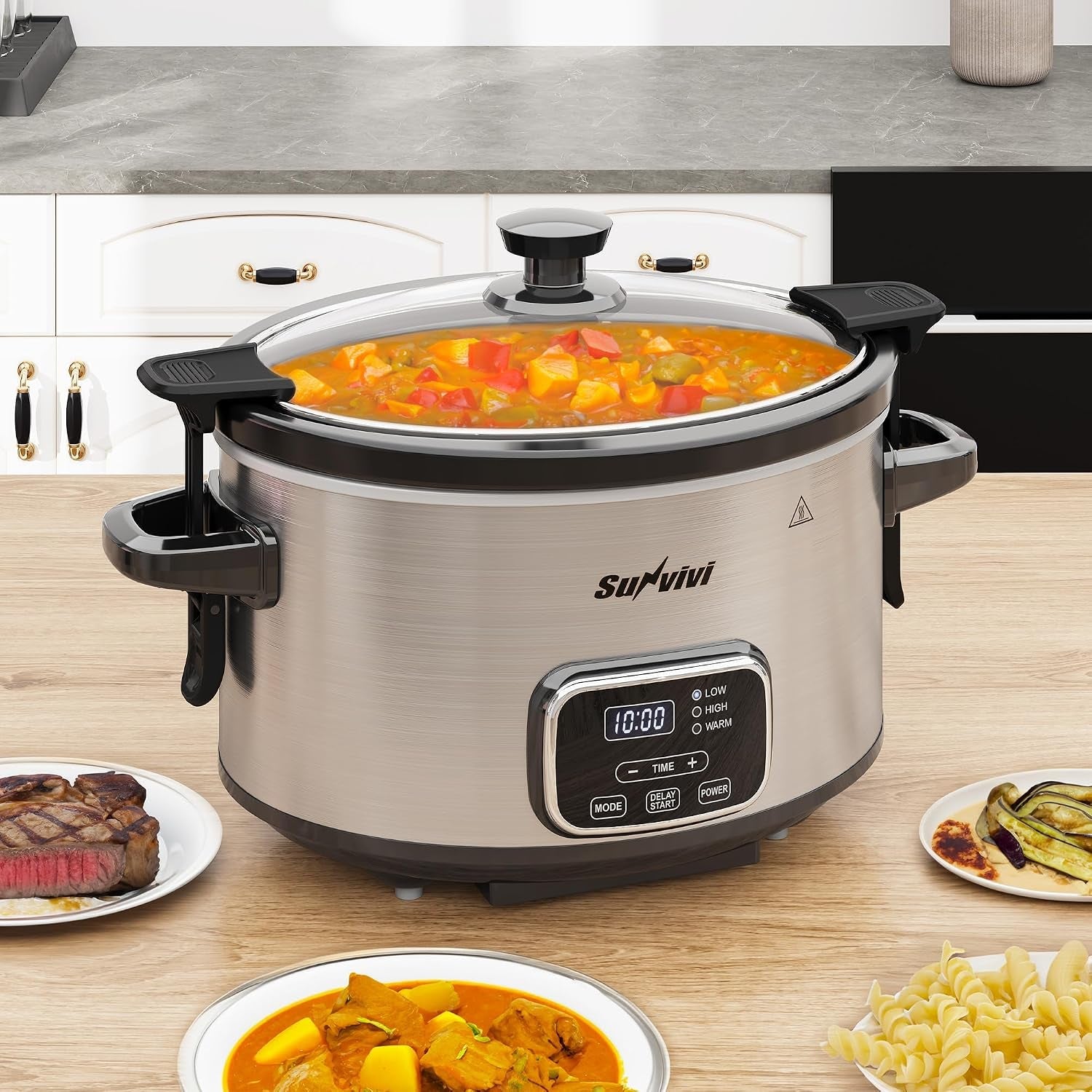 4qt-programmable-slow-cooker-with-locking-lid-removable-ceramic-pot-3-heating-settings-timer-dishwasher-safe-stainless-steel