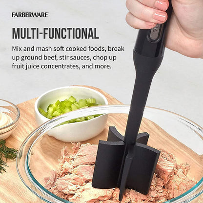Meat Masher and Chopper Tool with 5 Beveled Blades - Ground Beef Chopper, Potato Masher, Batter Stirrer - Heat Resistant to 450 F, Dishwasher Safe3