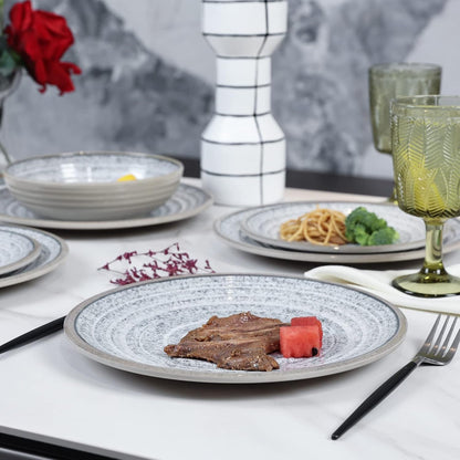Melamine Dinnerware Sets 12 PCS - Service for 4 Plates & Bowls Sets Grey8