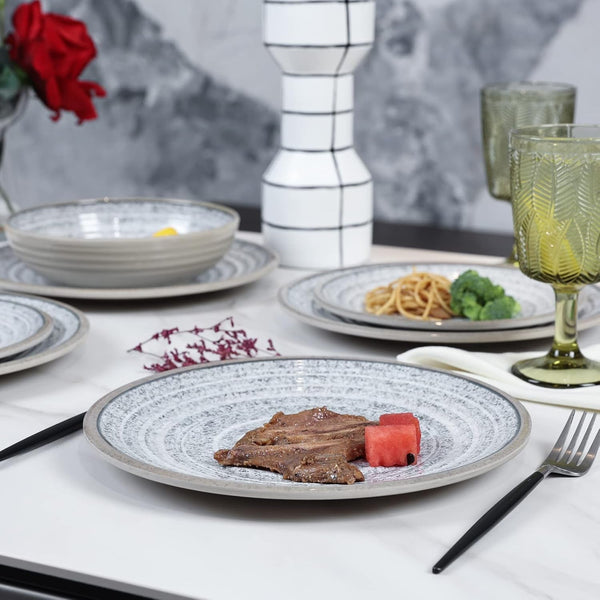 Melamine Dinnerware Sets 12 PCS - Service for 4 Plates & Bowls Sets Grey8